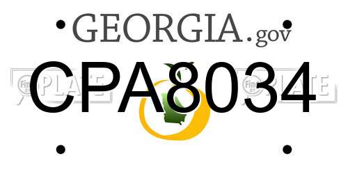 CPA8034 Georgia License Plate