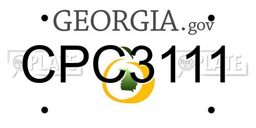 CPC3111 Georgia License Plate