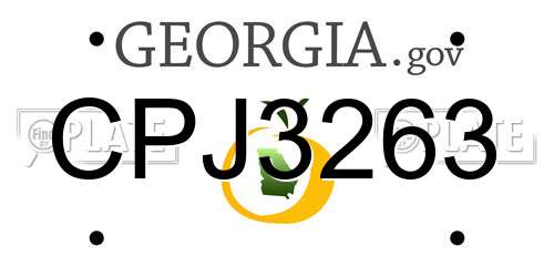 CPJ3263 Georgia License Plate