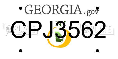 CPJ3562 Georgia License Plate