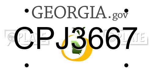 CPJ3667 Georgia License Plate