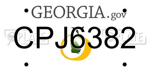 CPJ6382 Georgia License Plate