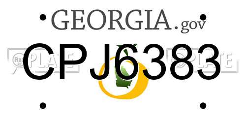 CPJ6383 Georgia License Plate