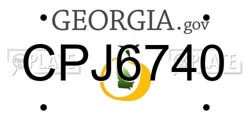 CPJ6740 Georgia License Plate