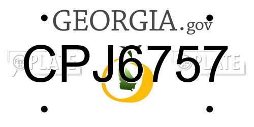 CPJ6757 Georgia License Plate