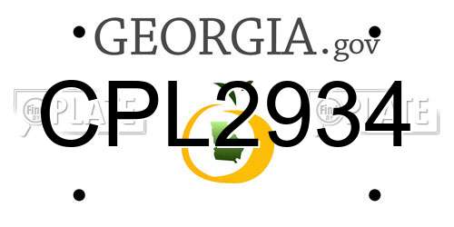 CPL2934 Georgia License Plate
