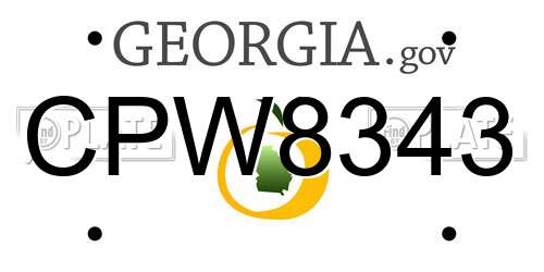 CPW8343 Georgia License Plate