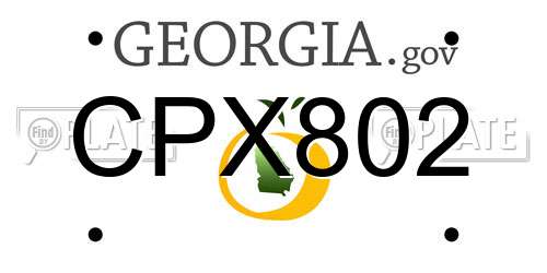 CPX802 Georgia License Plate