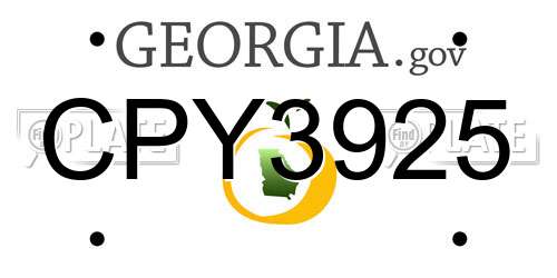 CPY3925 Georgia License Plate