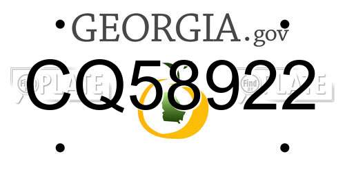 CQ58922 Georgia License Plate