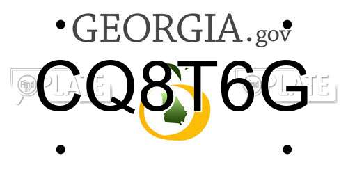 CQ8T6G Georgia License Plate