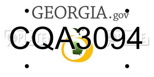 CQA3094 Georgia License Plate