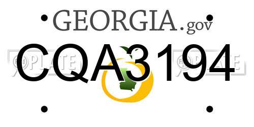 CQA3194 Georgia License Plate