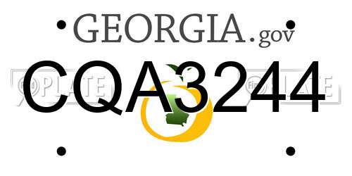 CQA3244 Georgia License Plate