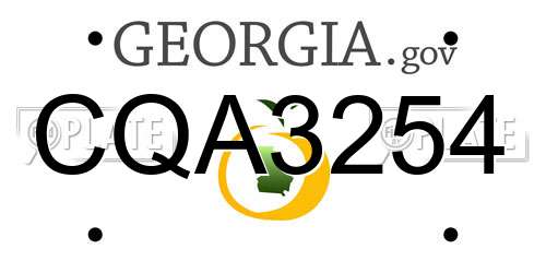 CQA3254 Georgia License Plate