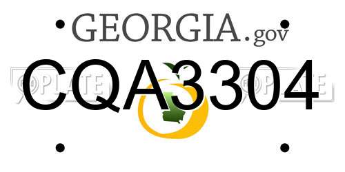 CQA3304 Georgia License Plate