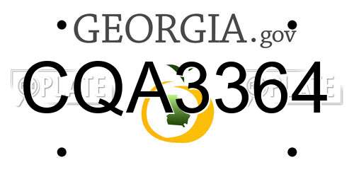 CQA3364 Georgia License Plate