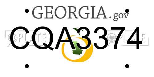 CQA3374 Georgia License Plate