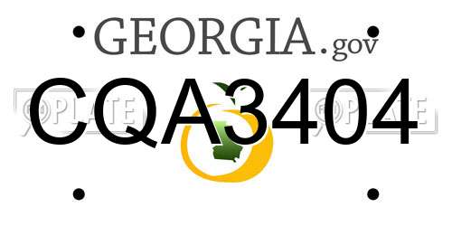 CQA3404 Georgia License Plate
