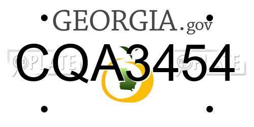 CQA3454 Georgia License Plate
