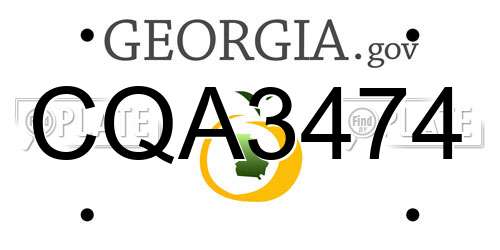 CQA3474 Georgia License Plate