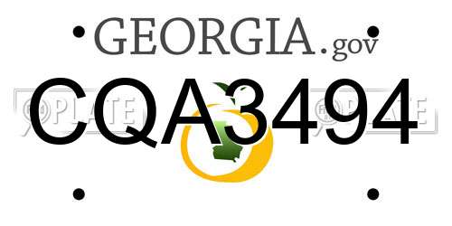 CQA3494 Georgia License Plate