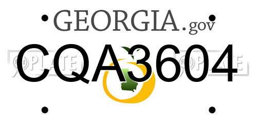 CQA3604 Georgia License Plate