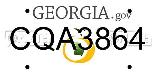 CQA3864 Georgia License Plate