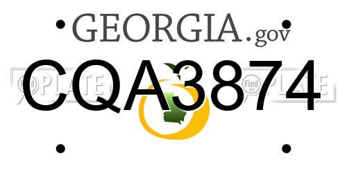 CQA3874 Georgia License Plate