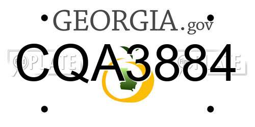 CQA3884 Georgia License Plate