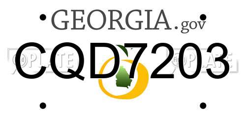 CQD7203 Georgia License Plate