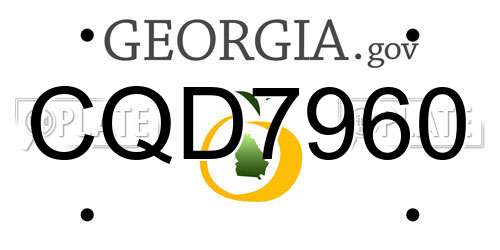 CQD7960 Georgia License Plate