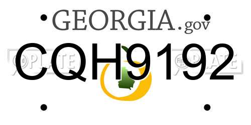 CQH9192 Georgia License Plate