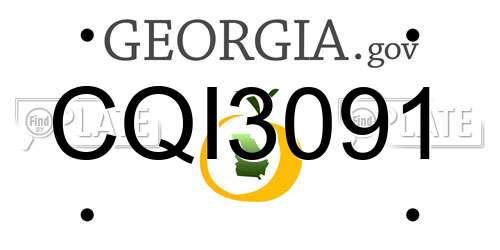 CQI3091 Georgia License Plate