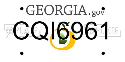 CQI6961 Georgia License Plate