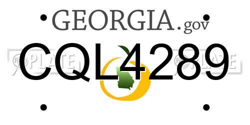 CQL4289 Georgia License Plate