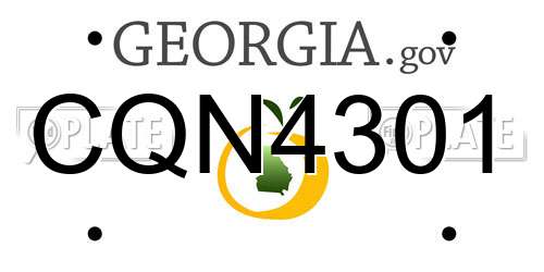 CQN4301 Georgia License Plate