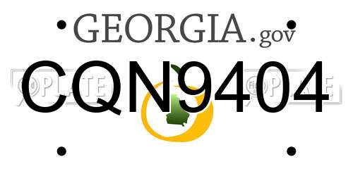 CQN9404 Georgia License Plate