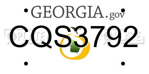 CQS3792 Georgia License Plate