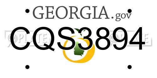 CQS3894 Georgia License Plate