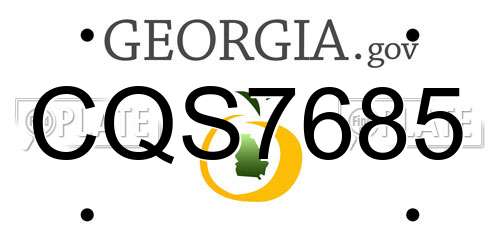 CQS7685 Georgia License Plate