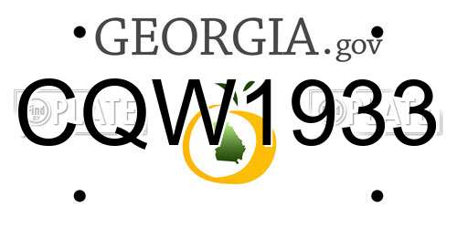 CQW1933 Georgia License Plate