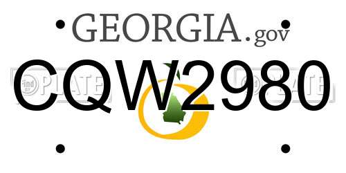 CQW2980 Georgia License Plate