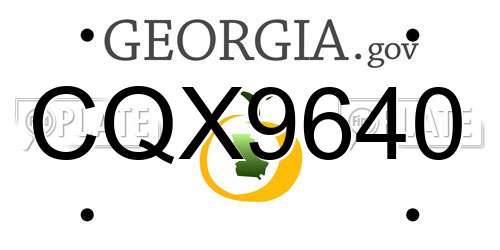 CQX9640 Georgia License Plate