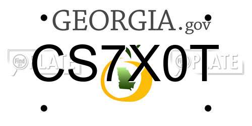 CS7X0T Georgia License Plate