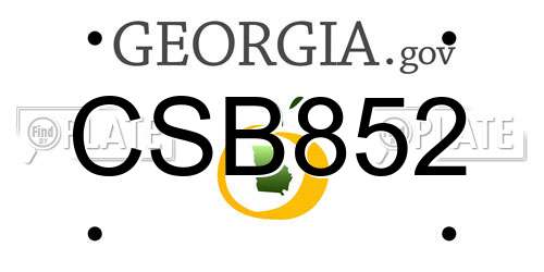 CSB852 Georgia License Plate