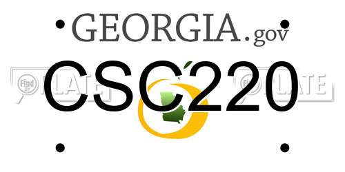 CSC220 Georgia License Plate