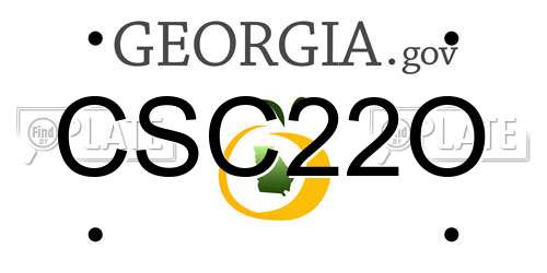 CSC22O Georgia License Plate