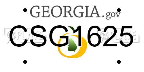 CSG1625 Georgia License Plate