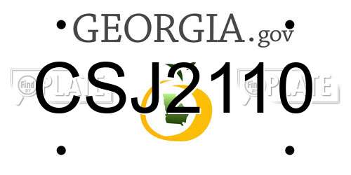 CSJ2110 Georgia License Plate